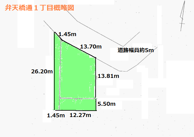 弁天橋通　土地面積:312.24平米 ( 94.45坪 )　